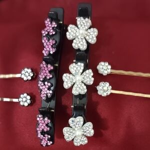 Elegant Black and Pink Hair Clip Set